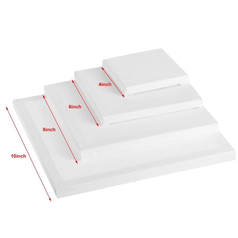 Hestya 12 Pieces Assorted Size Mini Art Canvas Stretched for Craft Painting Drawing (4 Inches/ 6 Inches/ 8 Inches/ 10 Inches) - Image 2