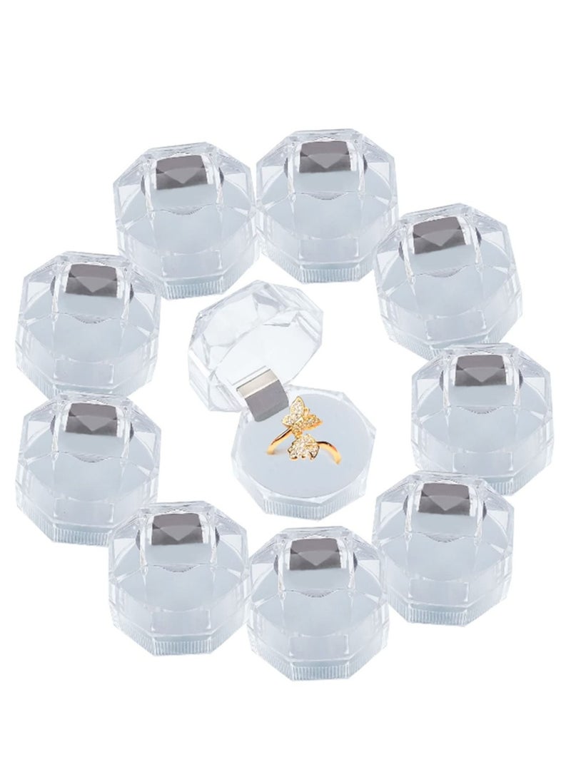 SYOSI - 40Pcs White Transparent Plastic Ring Boxes Crystal Earrings Jewelry Storage Boxes Display Organizer Case with Foam for Storing Rings Jewelry Earrings Wedding Proposal, 1.5×1.5 Inch - Image 1