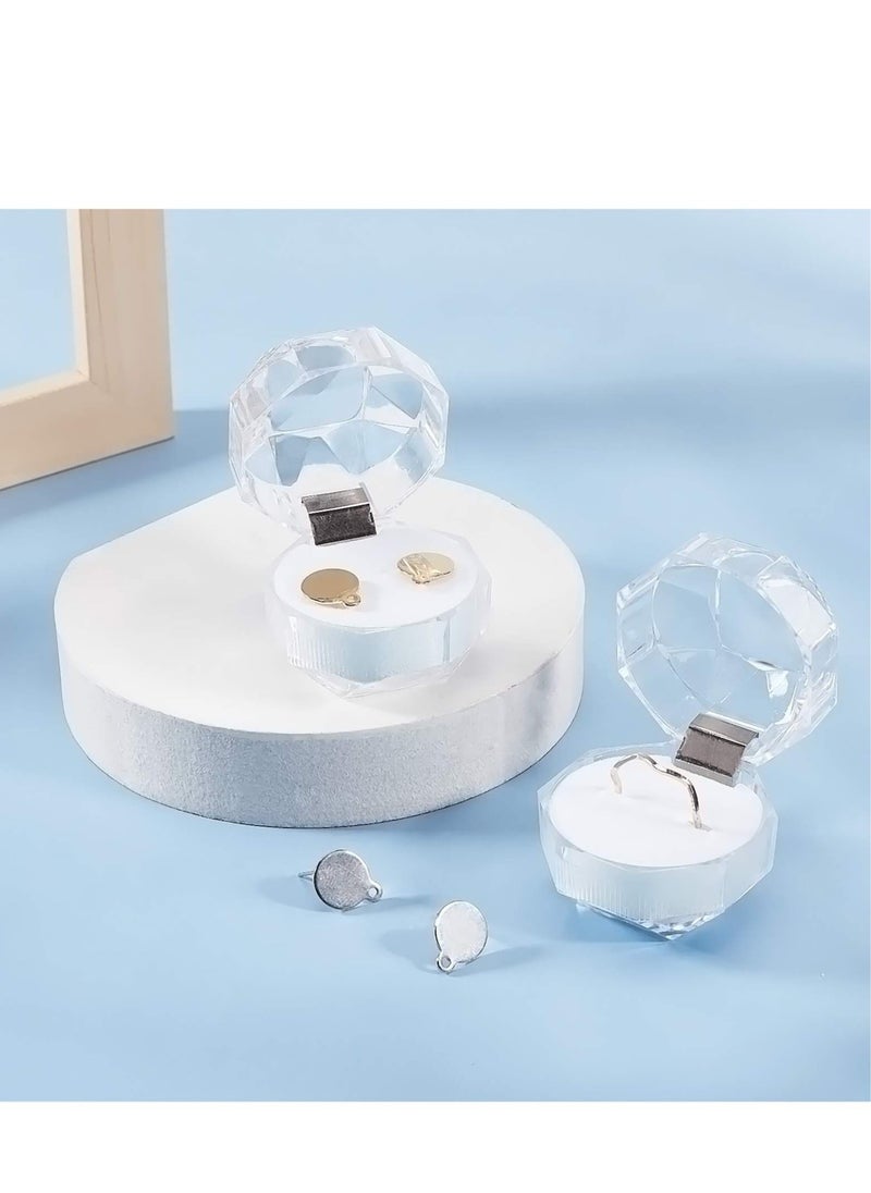 SYOSI - 40Pcs White Transparent Plastic Ring Boxes Crystal Earrings Jewelry Storage Boxes Display Organizer Case with Foam for Storing Rings Jewelry Earrings Wedding Proposal, 1.5×1.5 Inch - Image 1