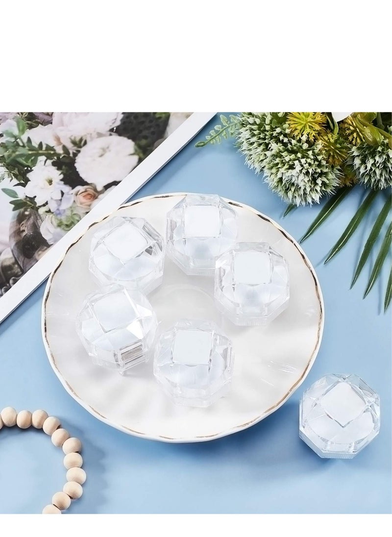 SYOSI - 40Pcs White Transparent Plastic Ring Boxes Crystal Earrings Jewelry Storage Boxes Display Organizer Case with Foam for Storing Rings Jewelry Earrings Wedding Proposal, 1.5×1.5 Inch - Image 1