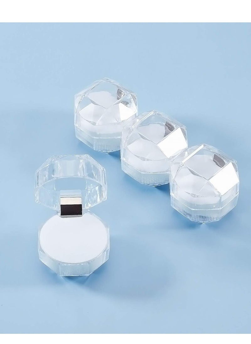 SYOSI - 40Pcs White Transparent Plastic Ring Boxes Crystal Earrings Jewelry Storage Boxes Display Organizer Case with Foam for Storing Rings Jewelry Earrings Wedding Proposal, 1.5×1.5 Inch - Image 1