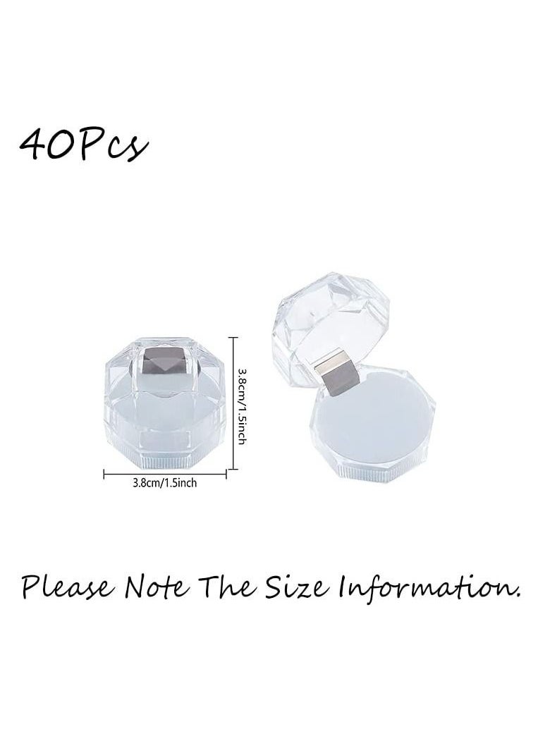 SYOSI - 40Pcs White Transparent Plastic Ring Boxes Crystal Earrings Jewelry Storage Boxes Display Organizer Case with Foam for Storing Rings Jewelry Earrings Wedding Proposal, 1.5×1.5 Inch - Image 1