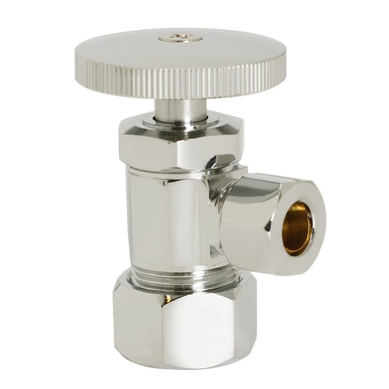 Westbrass Round Handle Angle Stop Shut Off Valve 12 Copper Pipe Inlet with 38 Compression Outlet Polished Nickel D10505 - Image 2