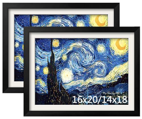 NIHOJIUMA NIHO-JIUMA Wood Photo Frame, Suitable for 16 X 20 in / 40 X 50 cm Diamond art or Oil Paintings Photos, Pine Wood Picture Frames & Plexiglass (2-piece set, Black) - Image 1