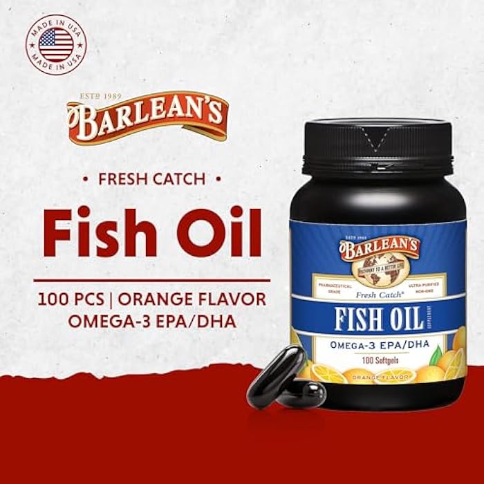 Barlean's Omega 3 Fish Oil Supplements, Supplement Softgels for Men and Women, 600mg EPA and DHA Fatty Acids, Orange Flavored, 100 Count - Image 3