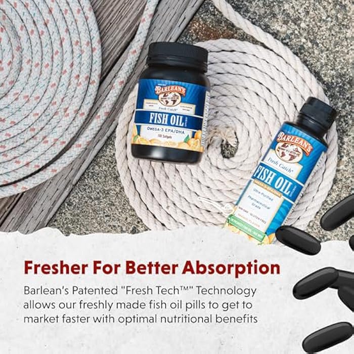 Barlean's Omega 3 Fish Oil Supplements, Supplement Softgels for Men and Women, 600mg EPA and DHA Fatty Acids, Orange Flavored, 100 Count - Image 5