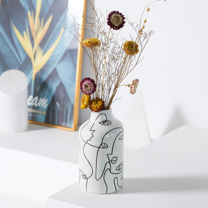 Kimdio Ceramic Vase for Home Decor, Abstract Irregular Design Flower Vase, Living Room Decor Minimalist Decorative Vases for Pampas Grass - Image 4