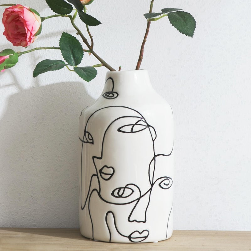 Kimdio Ceramic Vase for Home Decor, Abstract Irregular Design Flower Vase, Living Room Decor Minimalist Decorative Vases for Pampas Grass - Image 1