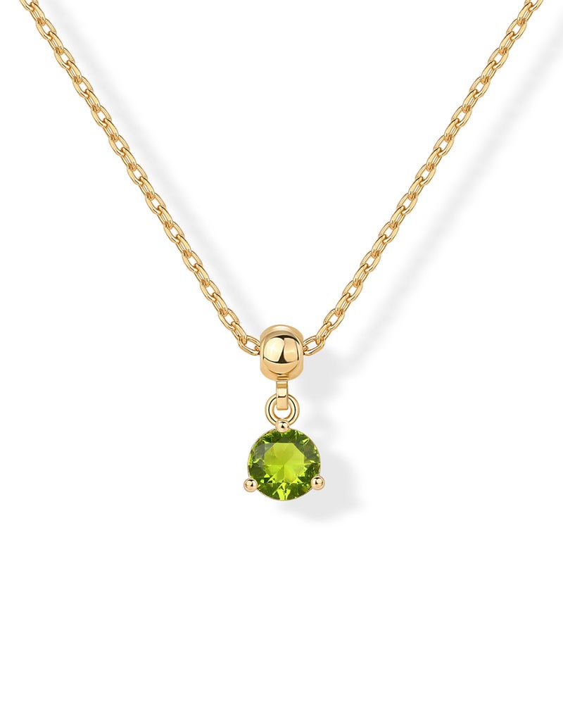 PAVOI 14K Yellow Gold Plated Dainty Birthstone Necklaces with Charms - Adjustable Chain Gold Charm Birthstone Necklace for Women - Peridot CZ Birth Stone Removable Pendants - August Jewelry Gifts - Image 5