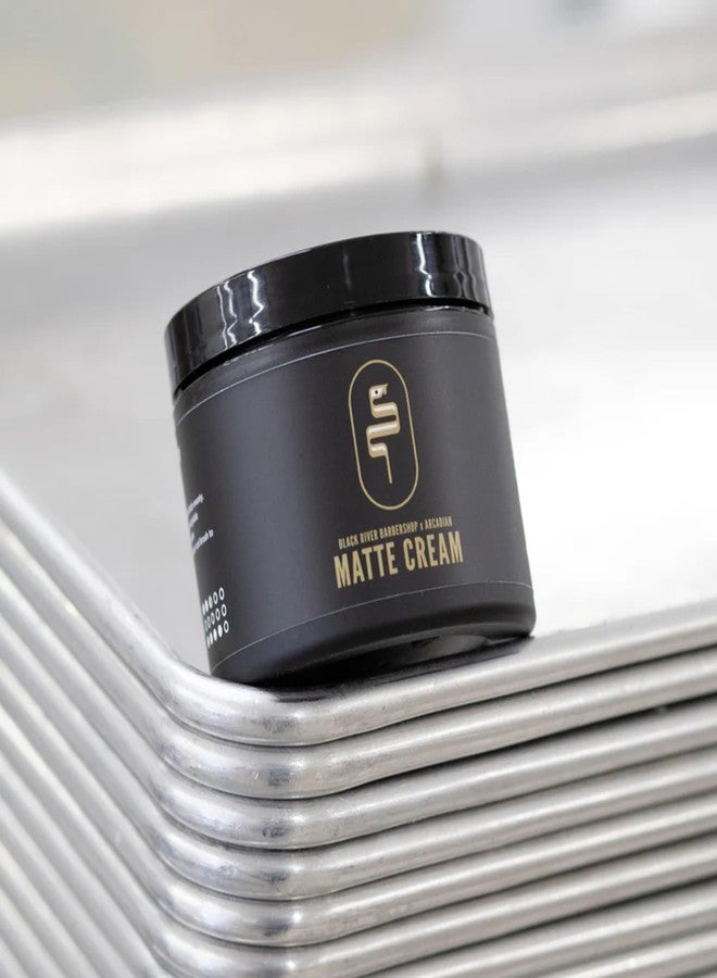 Arcadian Black River Barbershop x Matte Cream | Premium Men's Hair Styling Cream | Medium Hold, Natural Matte Finish, Lightweight Texture | Water-Based Formula, Easy Wash Out | 4 oz - Image 3