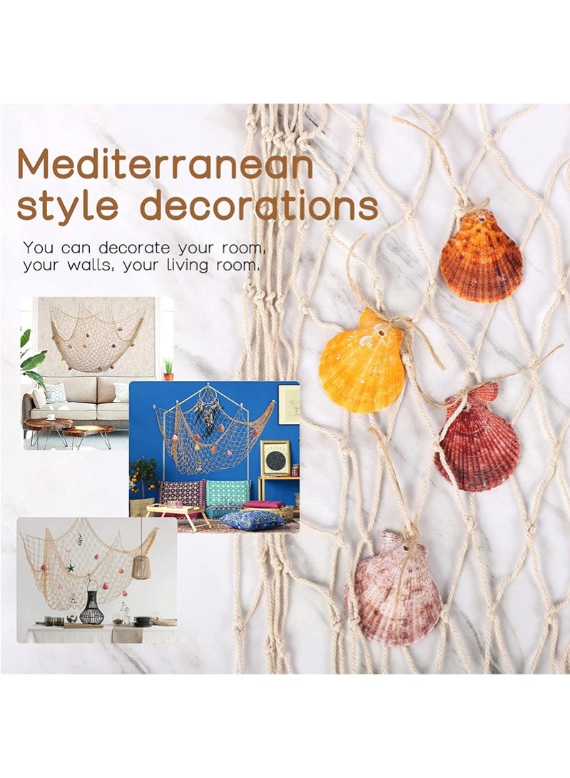 Topyich 1.5M*2M Decorative Fishing Net- Nautical Fish Net Decoration with SeaShells, Mediterranean Wall Hanging Decor for Home Party - Image 4