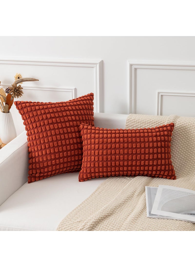 K KEVIN TEXTILE Kevin Textile Pack of 2 Decorative Corduroy Throw Pillow Covers Soft Boho Granular Pattern Pillow Covers Modern Farmhouse Home Decor for Sofa Living Room Couch Bed  18x18 Inch Burnt Brick  - Image 5