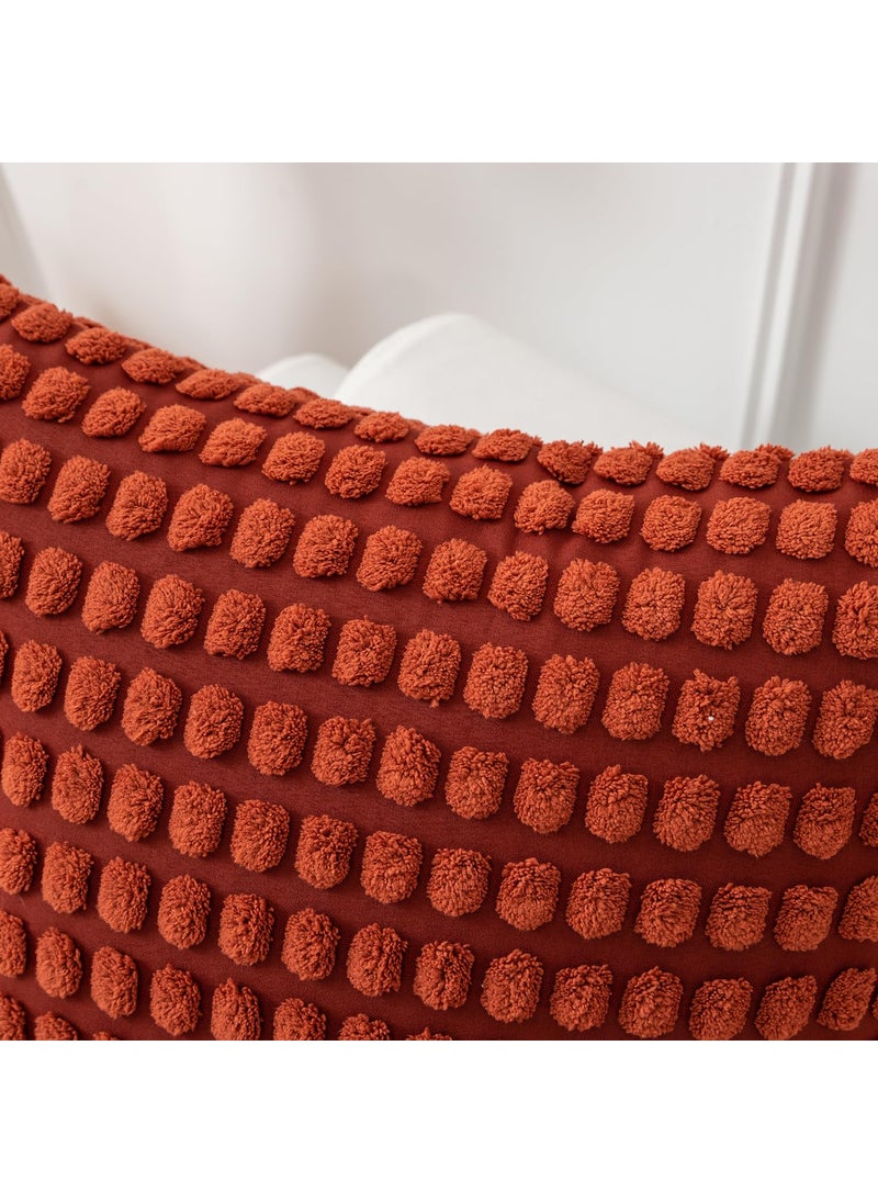 K KEVIN TEXTILE Kevin Textile Pack of 2 Decorative Corduroy Throw Pillow Covers Soft Boho Granular Pattern Pillow Covers Modern Farmhouse Home Decor for Sofa Living Room Couch Bed  18x18 Inch Burnt Brick  - Image 2