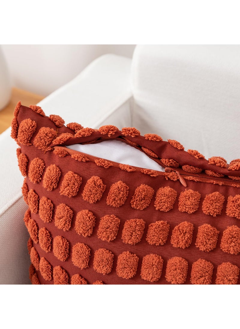 K KEVIN TEXTILE Kevin Textile Pack of 2 Decorative Corduroy Throw Pillow Covers Soft Boho Granular Pattern Pillow Covers Modern Farmhouse Home Decor for Sofa Living Room Couch Bed  18x18 Inch Burnt Brick  - Image 3