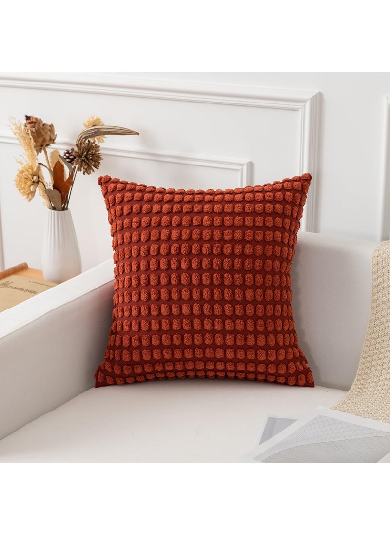 K KEVIN TEXTILE Kevin Textile Pack of 2 Decorative Corduroy Throw Pillow Covers Soft Boho Granular Pattern Pillow Covers Modern Farmhouse Home Decor for Sofa Living Room Couch Bed  18x18 Inch Burnt Brick  - Image 4