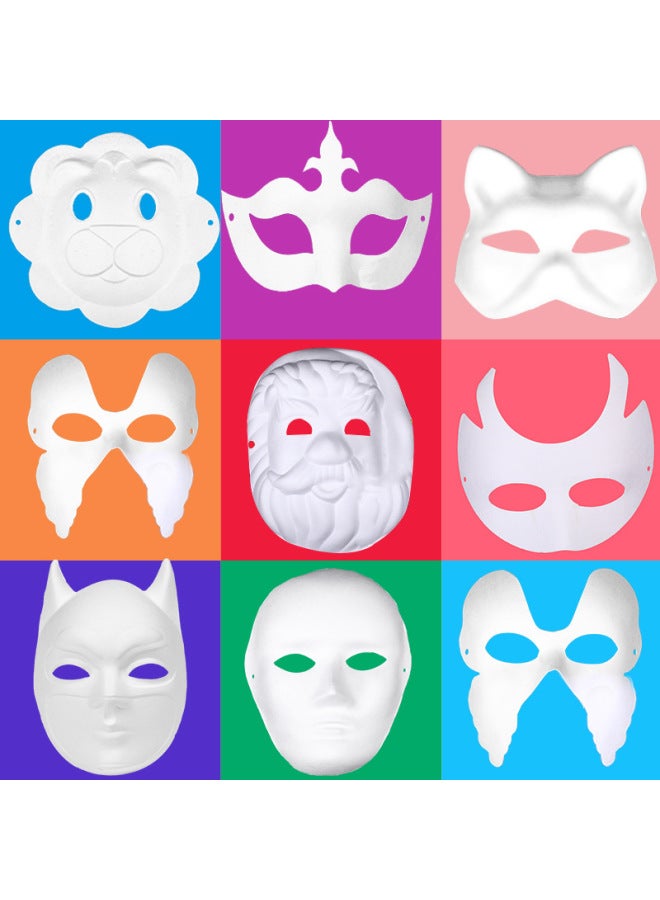 Halloween Children Blank Hand Painted Graffiti Mask Diy Children White Embryo Handmade Animal Cartoon Pulp Mask - Image 3