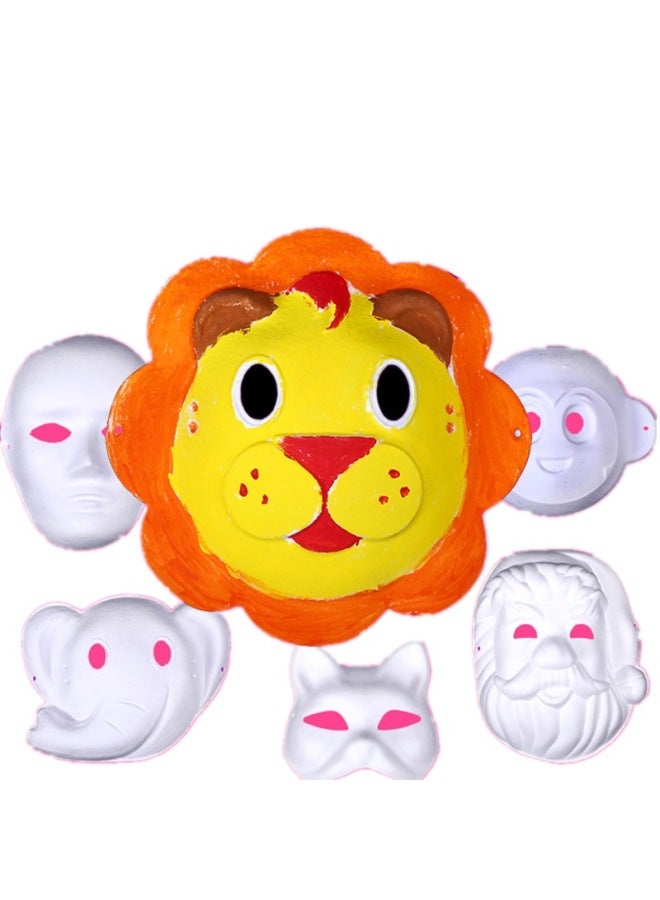Halloween Children Blank Hand Painted Graffiti Mask Diy Children White Embryo Handmade Animal Cartoon Pulp Mask - Image 4