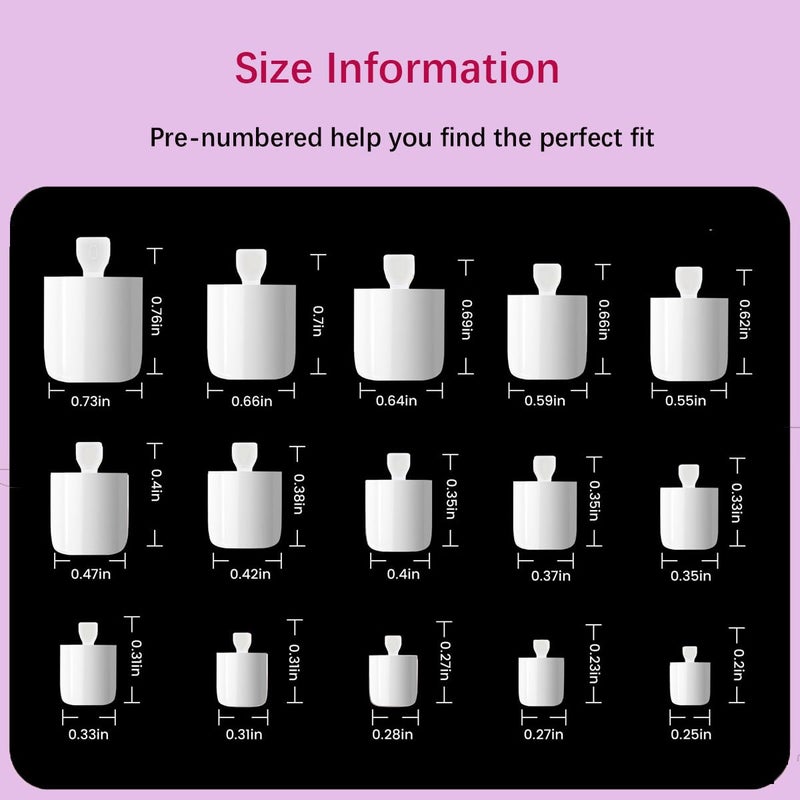 Swritatsk White Toe Nail Press Ons, Press On Toenails for Women, 150pcs White Toe Press On Nails tips, Fake Toenails Acrylic Toe Nail Tips Short Square False Toenails Artificial DIY 15 Sizes - Image 2