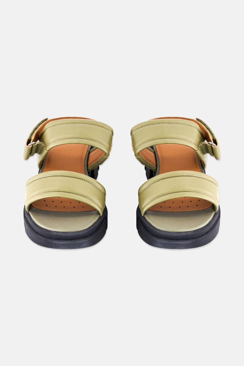 GEOX Women Lisbona Velcro Platform Heel Sandals, Olive - Image 4