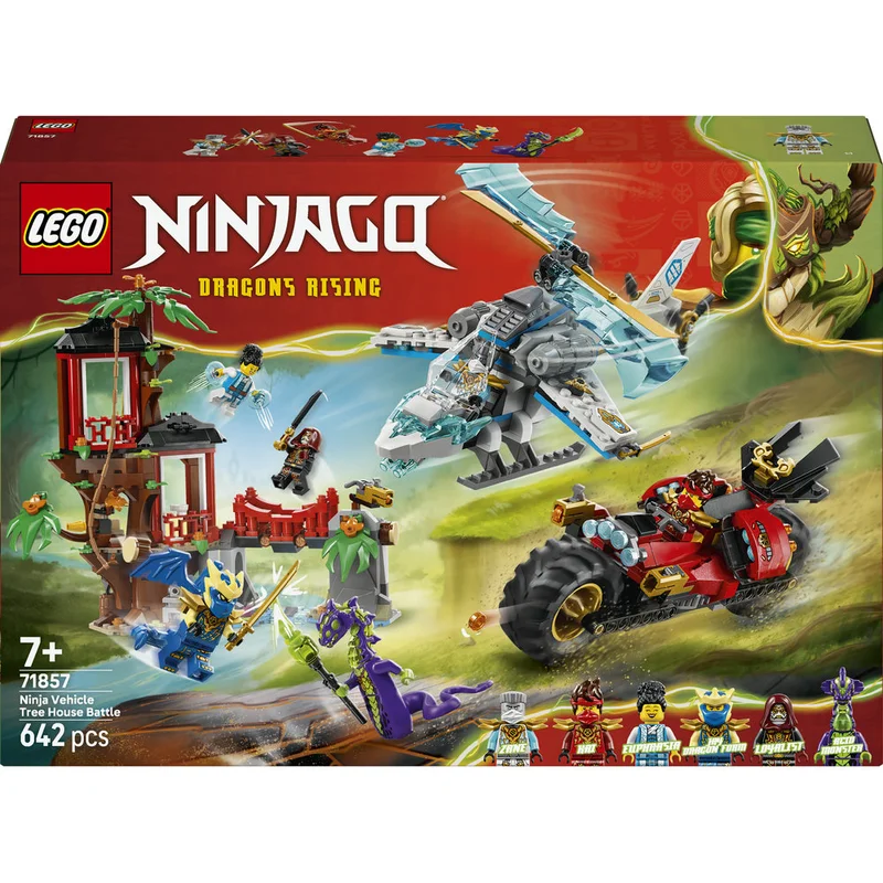 ليغو ليغو NINJAGO‎ معركة مركبة النينجا في بيت الشجرة، مجموعة لعب للأطفال بعمر ٧ سنوات وأكثر (٦٤٢ قطعة) 71857