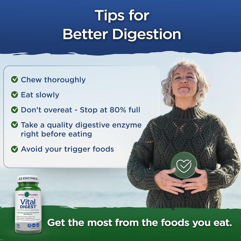 Vital Planet  Vital Digest Natural Digestive Enzymes Supports Breakdown of Proteins Fats and Carbohydrates and Reduces Occasional Gas Bloating and Indigestion 90 Capsules Packaging May Vary - Image 5