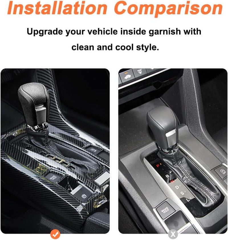 ATNVIDSG Center Console Auto Shift Panel Cover for Honda Civic 10th Gen 2016-2021 - ABS Carbon Fiber Trim Kit - Image 2