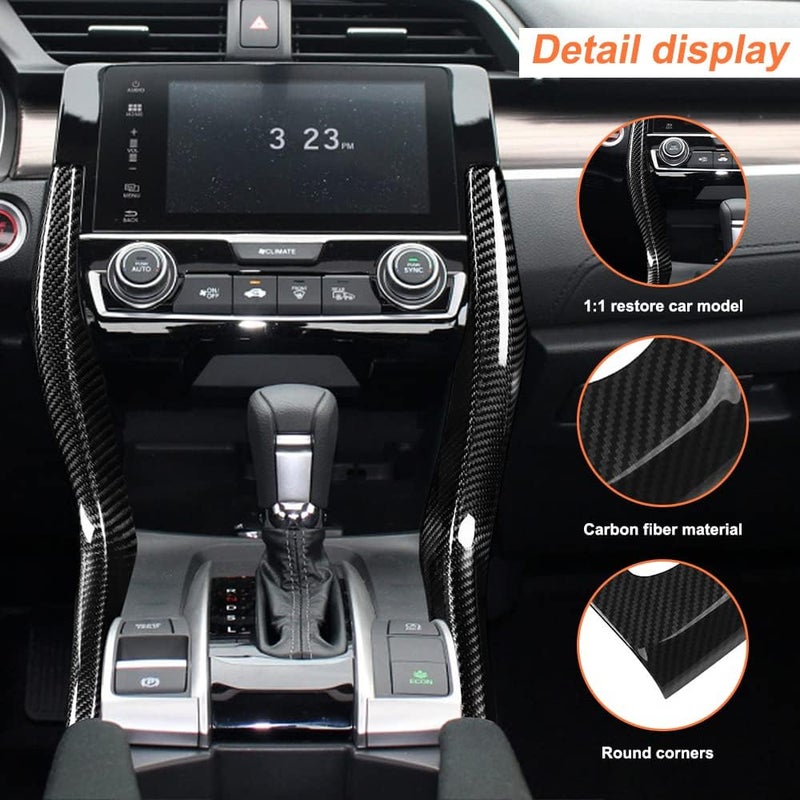 ATNVIDSG Center Console Auto Shift Panel Cover for Honda Civic 10th Gen 2016-2021 - ABS Carbon Fiber Trim Kit - Image 3