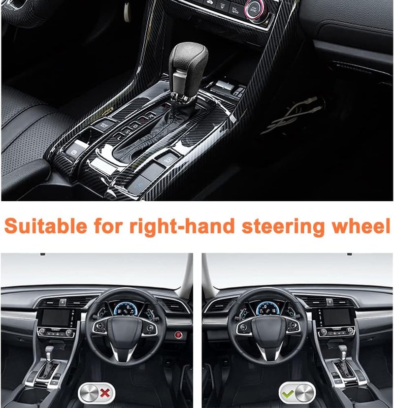 ATNVIDSG Center Console Auto Shift Panel Cover for Honda Civic 10th Gen 2016-2021 - ABS Carbon Fiber Trim Kit - Image 4