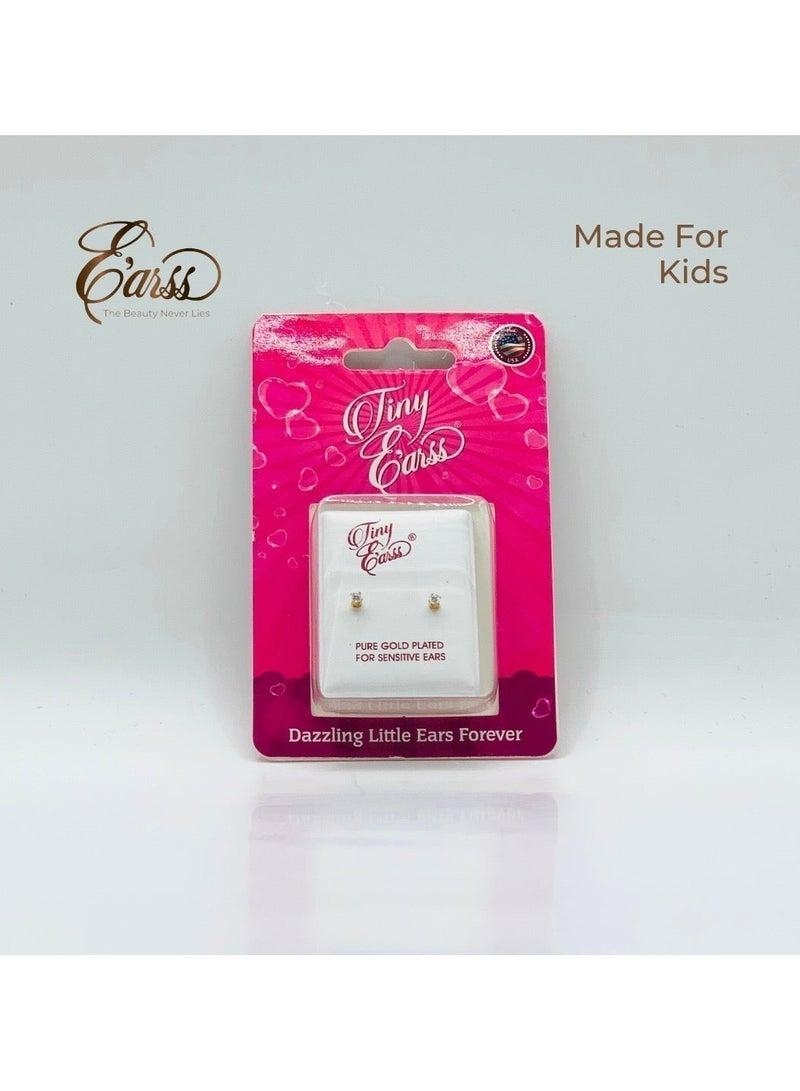 Earss Gold 2mm Cubic Zirconia Round Stud Earrings For Kids - Image 4