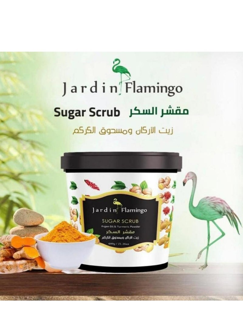 Jardin Flamingo Sugar Scrub Argan Oil and Turmeric Powder 600g - Image 2