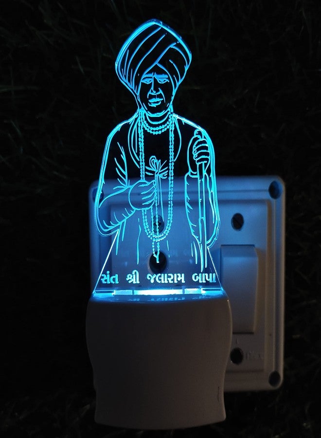 UKANI JALARAM BAPA 3D Illusion Acrylic Night Lamp, 7 Colors RGB Auto Colour Changing LED Plug and Play Night Light, Office Light, Best for Gift - Pack of 1 (SD040,Multicolour, 3 Inch) - Image 1