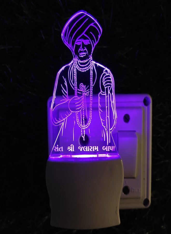 UKANI JALARAM BAPA 3D Illusion Acrylic Night Lamp, 7 Colors RGB Auto Colour Changing LED Plug and Play Night Light, Office Light, Best for Gift - Pack of 1 (SD040,Multicolour, 3 Inch) - Image 4