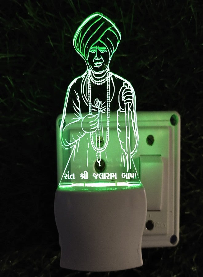 UKANI JALARAM BAPA 3D Illusion Acrylic Night Lamp, 7 Colors RGB Auto Colour Changing LED Plug and Play Night Light, Office Light, Best for Gift - Pack of 1 (SD040,Multicolour, 3 Inch) - Image 3