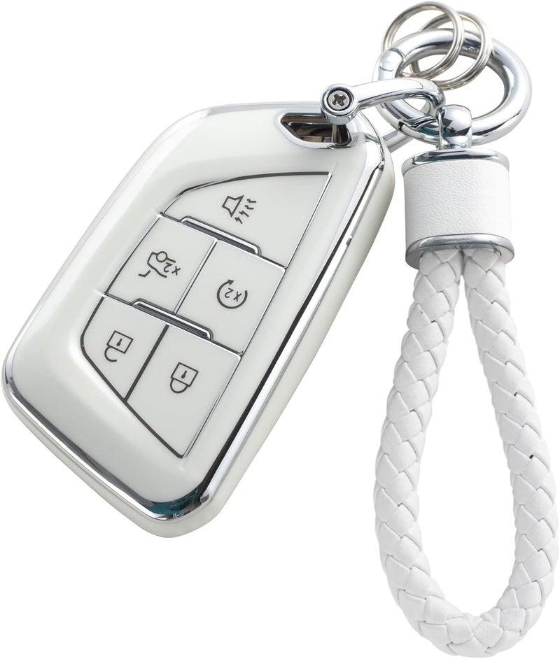 7Cylinder Cadillac Key Fob Cover with Keychain - Soft TPU Protection for 2020-2022 Models - Image 1