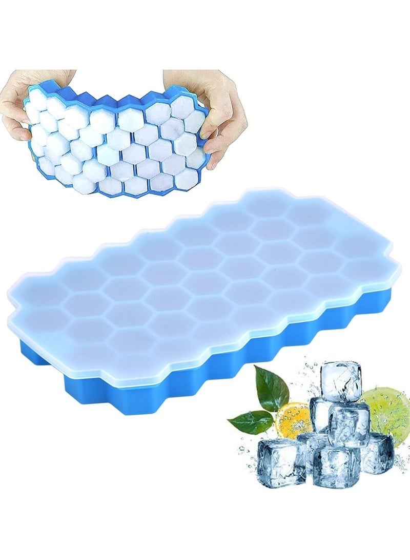 Silicone Ice Cube Tray with Lid, Honeycomb Design – Flexible Easy-Release Food-Safe Mold – Ideal for Drinks, Juices, Iced Coffee, and Cocktails – 1 Piece, Multicolor - Image 1