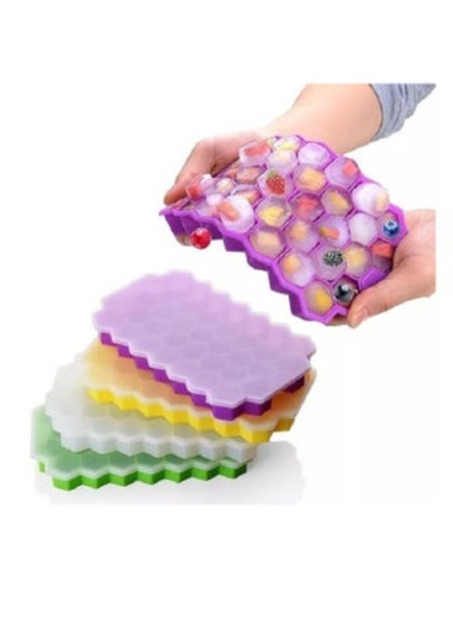 Silicone Ice Cube Tray with Lid, Honeycomb Design – Flexible Easy-Release Food-Safe Mold – Ideal for Drinks, Juices, Iced Coffee, and Cocktails – 1 Piece, Multicolor - Image 3