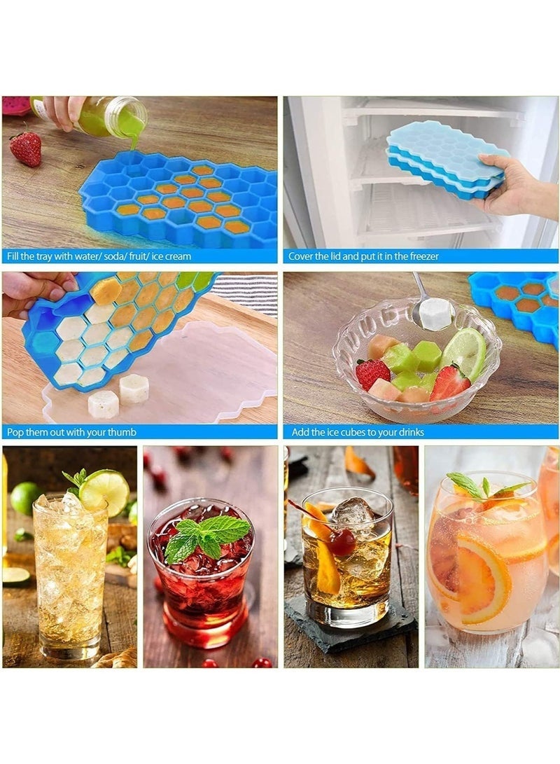 Silicone Ice Cube Tray with Lid, Honeycomb Design – Flexible Easy-Release Food-Safe Mold – Ideal for Drinks, Juices, Iced Coffee, and Cocktails – 1 Piece, Multicolor - Image 4