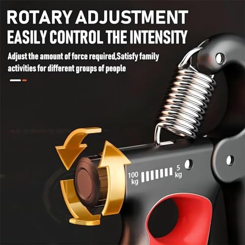 UDKI Xtreme Pro Red Hand Grip Strengthener 5-100kg with Mechanical Counter & Adjustable Resistance - Finger Grip Shape, Ergonomic, Non-Slip Handle for Hand Strength Building, Ideal for Athletes - Image 3