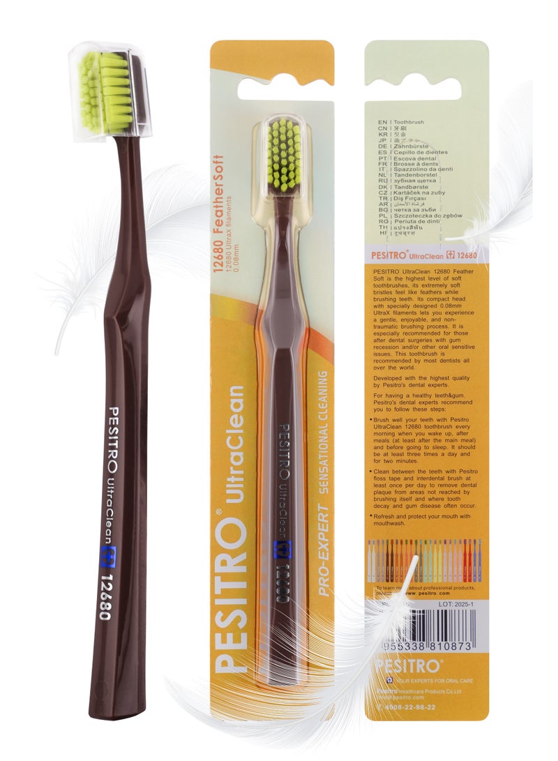 PESITRO UltraClean 12680 FeatherSoft Toothbrush – Extra-Dense 12,680 Ultra-Soft Bristles for Sensitive Gums & Superior Plaque Removal - Image 2