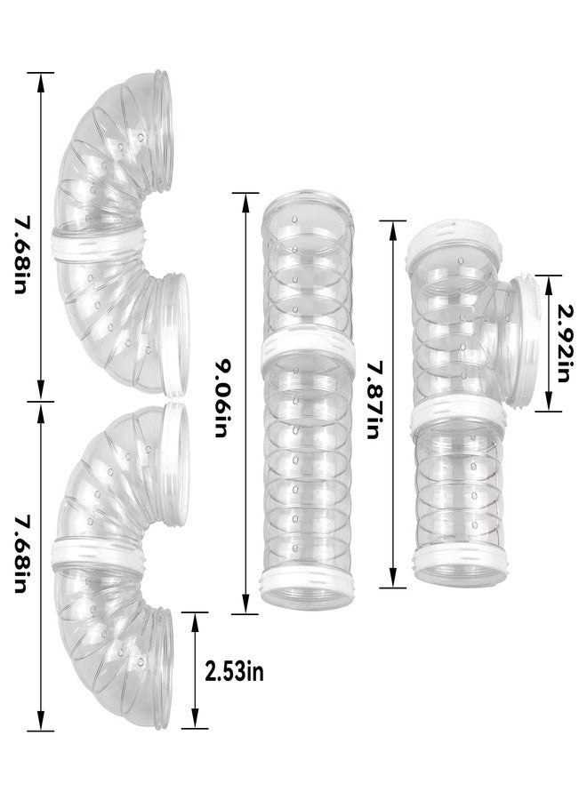 MUYG 8 PCS Hamster Tunnel Kit,Transparent Curved Pet Cage Tube Set Dwarf Hamster Accessories DIY Toy Connection External Pipe for Mice Rat(White) - Image 2