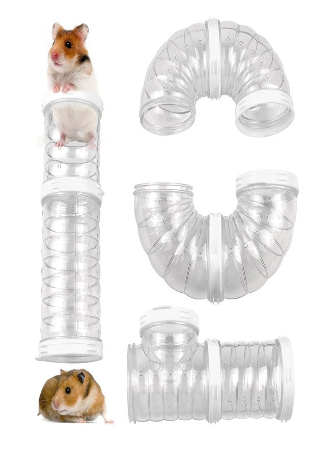 MUYG 8 PCS Hamster Tunnel Kit,Transparent Curved Pet Cage Tube Set Dwarf Hamster Accessories DIY Toy Connection External Pipe for Mice Rat(White) - Image 1