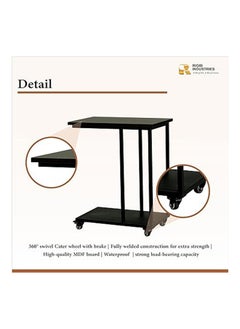 RIGID Steel C-Shape Bedside Table with Wheels Black 67.5x55x35cm  - Image 3