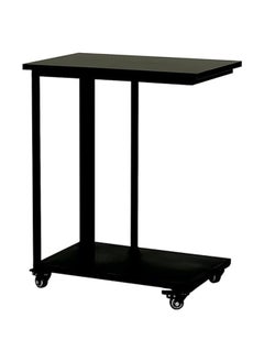 RIGID Steel C-Shape Bedside Table with Wheels Black 67.5x55x35cm  - Image 5