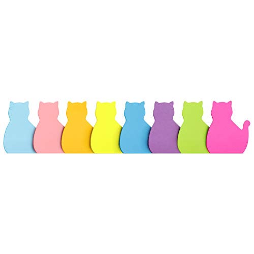 SIMONA Cat Shape Sticky Notes 8 Color Bright Colorful Sticky Pad 75 Sheets/Pad Self-Sticky Note Pads (8 Pads) - Image 2