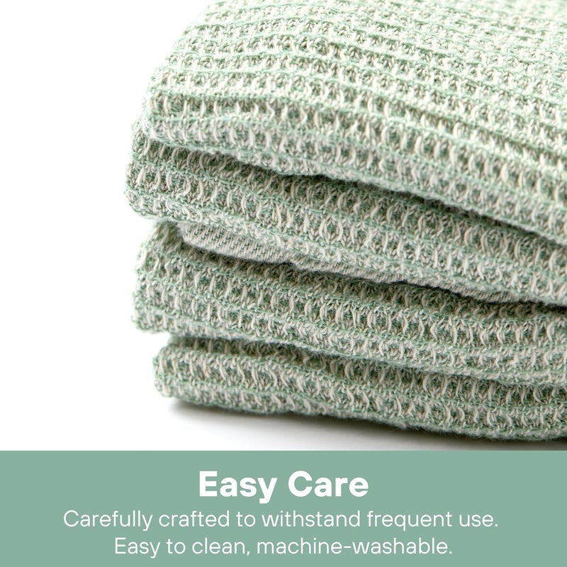 MEEMA Kitchen Towels and Dishcloths Sets of 4  Large 20 x 28 Inch  Upcycled Cotton Tea Towels for Kitchen  Super Absorbent  Sage Green  Hand Towels - Image 3