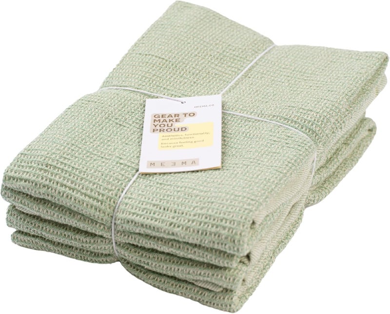 MEEMA Kitchen Towels and Dishcloths Sets of 4  Large 20 x 28 Inch  Upcycled Cotton Tea Towels for Kitchen  Super Absorbent  Sage Green  Hand Towels - Image 1