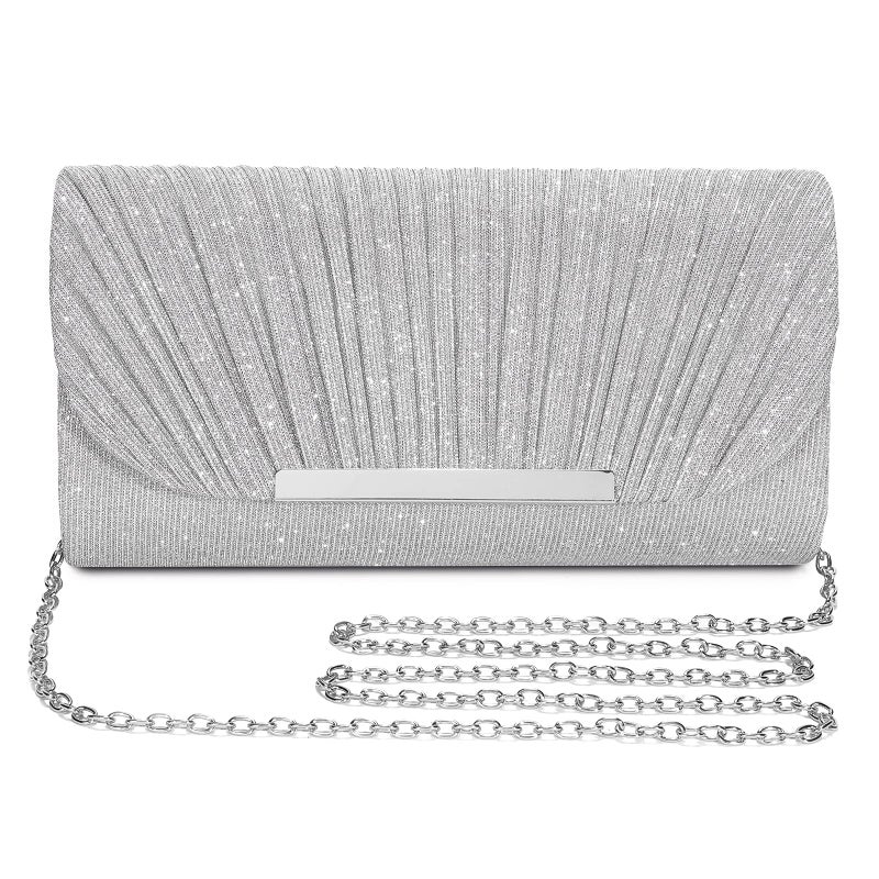 UBAYMAX Evening Bag Clutch Purses for Women Handbags Shoulder Crossbody Wedding Bag for Prom Cocktail Party Wedding (Silver) - Image 1