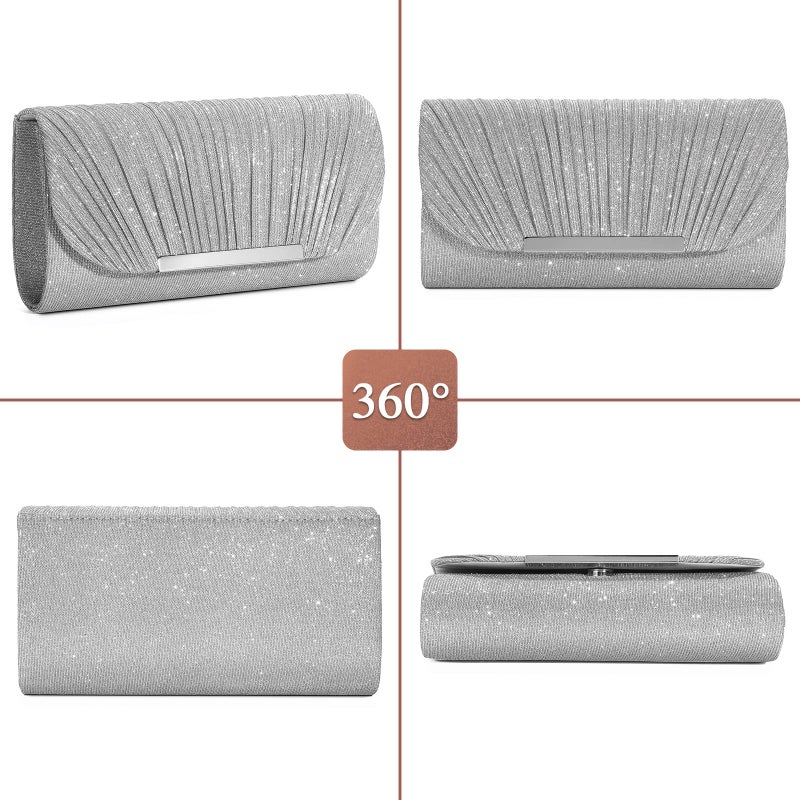 UBAYMAX Evening Bag Clutch Purses for Women Handbags Shoulder Crossbody Wedding Bag for Prom Cocktail Party Wedding (Silver) - Image 4