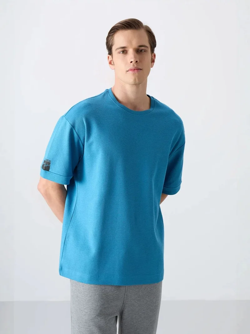 TOMMYLIFE TOMMY Men's Oversized Crew Neck T-Shirt With Patch