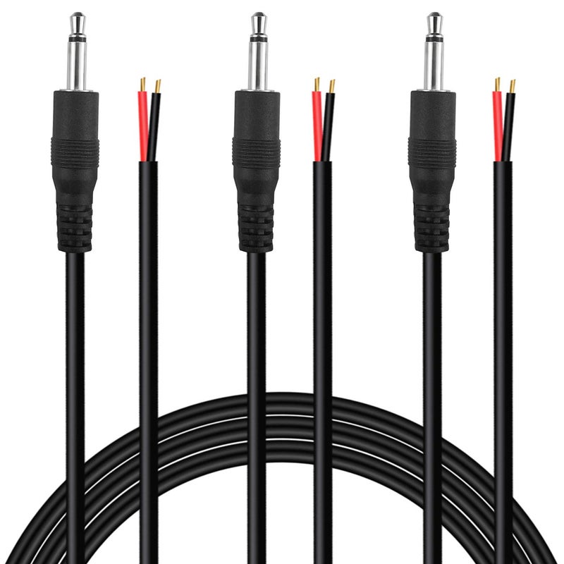 SIOCEN (3 Pack 6 ft Replacement 3.5mm Male Plug to Bare Wire Open End TS 2 Pole Mono 1/8" 3.5mm Plug Jack Connector Audio Cable Repair - Image 1